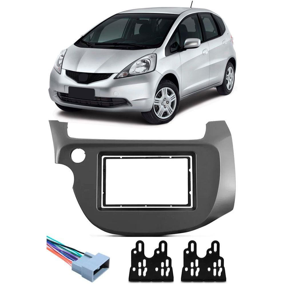 Moldura De Painel 2 Din Honda New Fit 2009 2010 2011 2012 2013 Para CD DVD 2 Dins + Conector