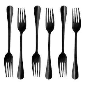 Conjunto 6 Garfos Para Mesa De Aço Inox Positano Preto 23Cm