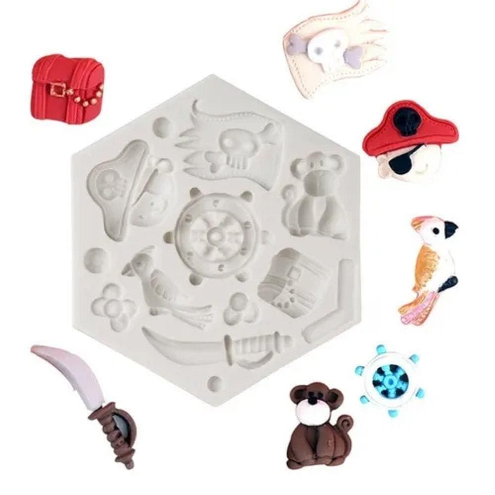 Molde De Silicone Pirata, Papagaio, Macaco