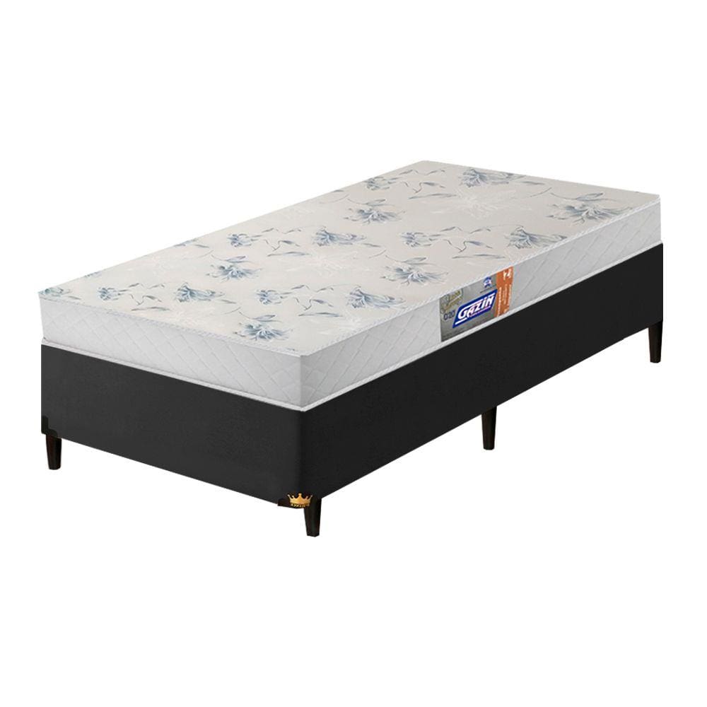 Cama Box Solteiro Colchão De Espuma D20 Supreme Branco 88x188x50cm