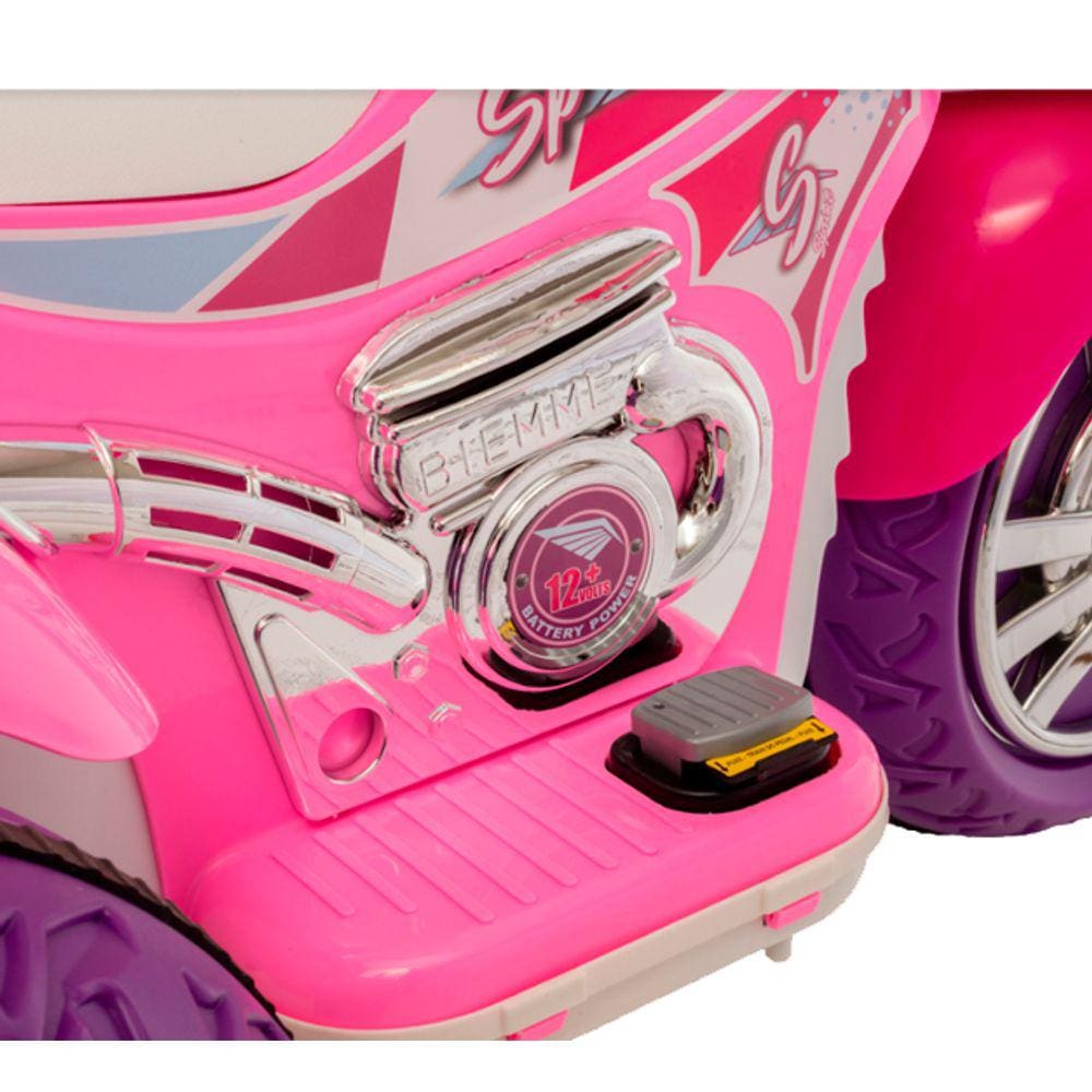 Moto eletrica 99cm feminina infantil ate 35kg 6v menina rosa biemme