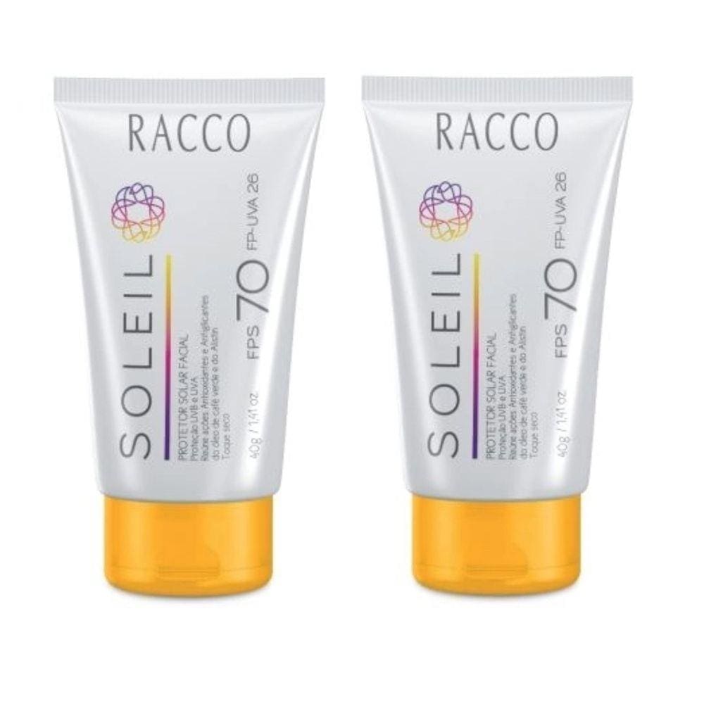 Kit c/2 Protetor Solar Facial FPS 70 Soleil Racco 40g