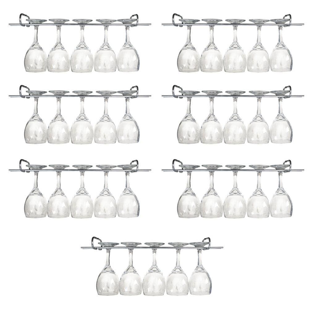 2 Suportes Taças Cromado Decoração Adega Bar Vinho 25cm