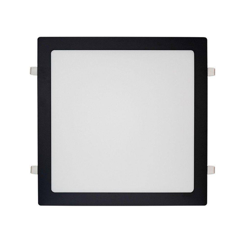 Painel de Led Blumenau Quadrado de Embutir 24W Bivolt Preto 3000K - Luz Amarela