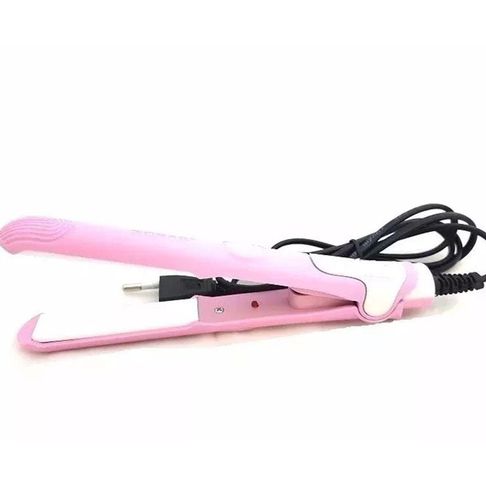 Mini Chapinha Prancha Cabelo Alisamento 17cm Bivolt Rosa