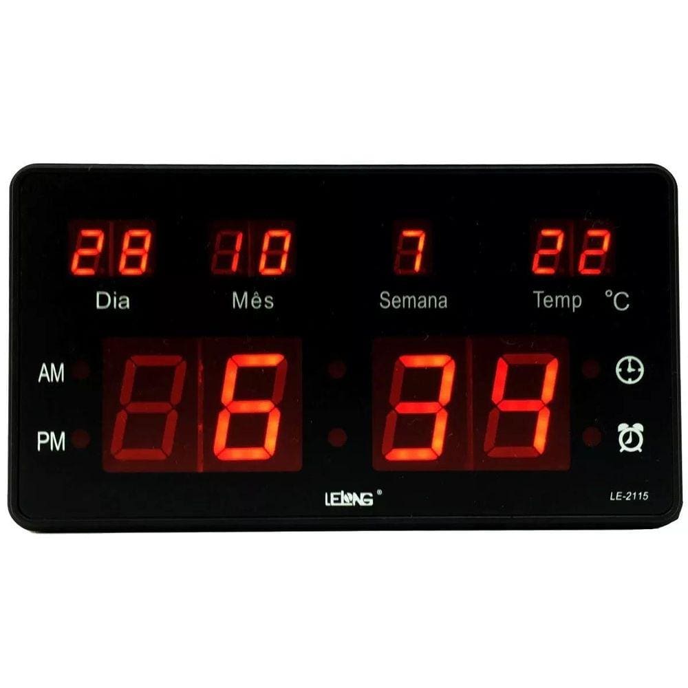 Relógio Parede Mesa Led Digital Calendário Termômetro Le2115