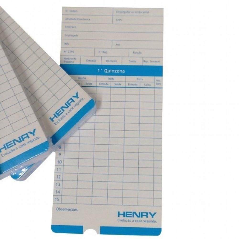 Cartão de ponto henry 300 unid