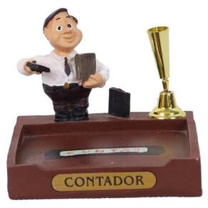 Miniatura Contador De Resina Com Porta Caneta E Papel 8 Cm