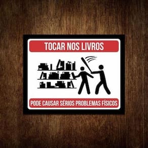 Placa Quadro Decorativo - Não Toque Nos Livros - Horizontal