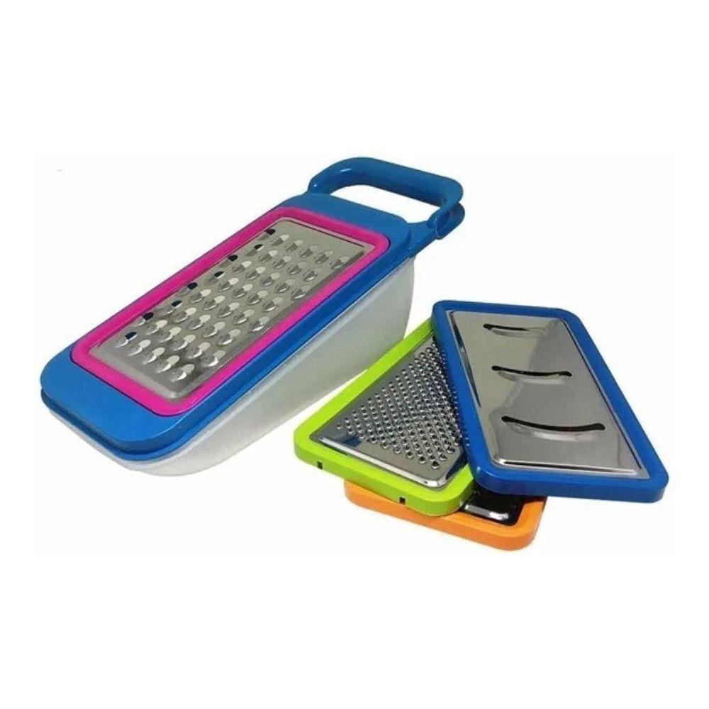 Ralador Fatiador Multiuso Inox Com 4 Laminas E Reservatório