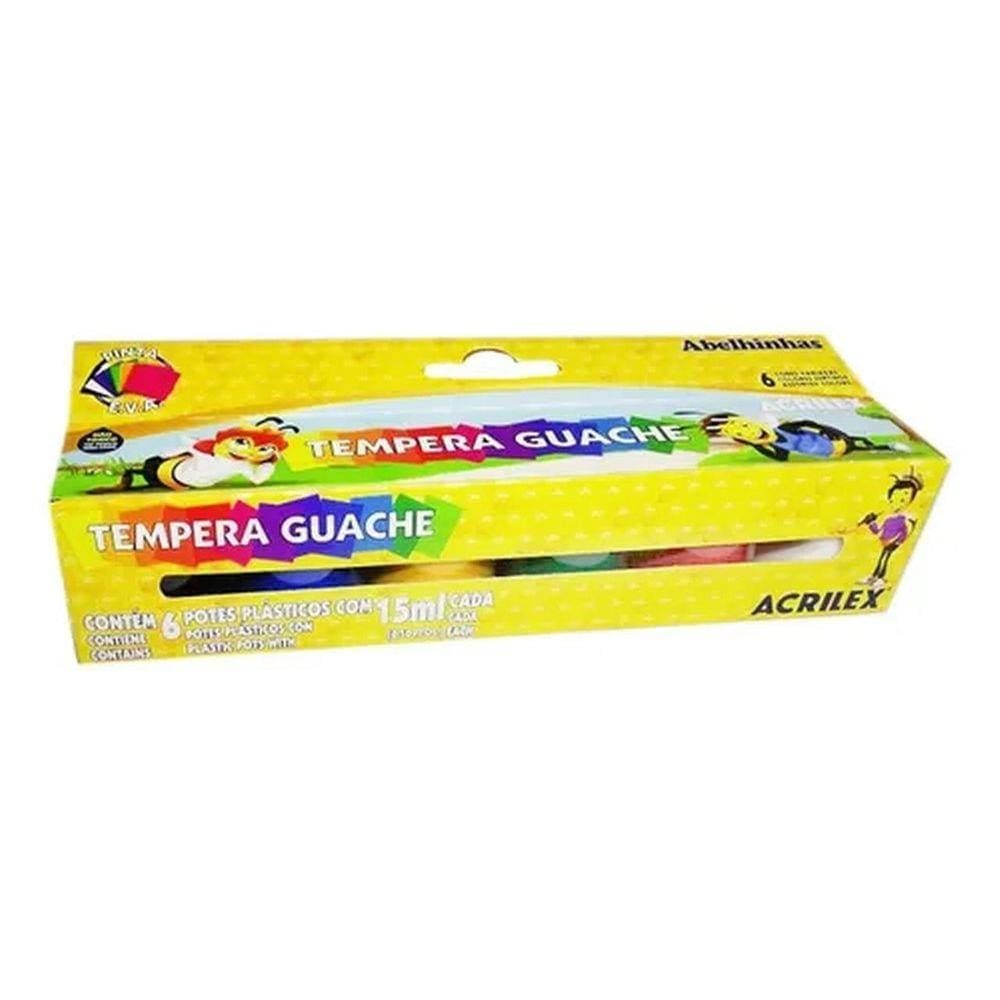 Tinta Tempera Guache Com 6 Cores Com 15Ml - Acrilex 02006