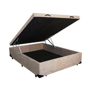 Base Box Baú Blindado Casal AColchoes Suede Bege 49x138x188