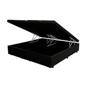 Base Box Baú Blindado King Bipartido AColchoes Sintético Preto 49x193x203 c/ Tampo Inteiriço
