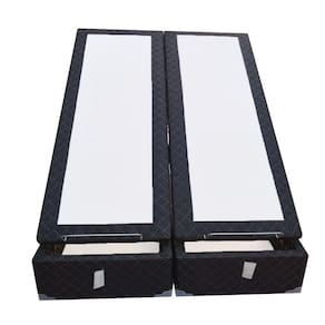 Base Box Baú Blindado King Bipartido AColchoes Poliéster Preto 49x193x203 c/ Tampo Inteiriço