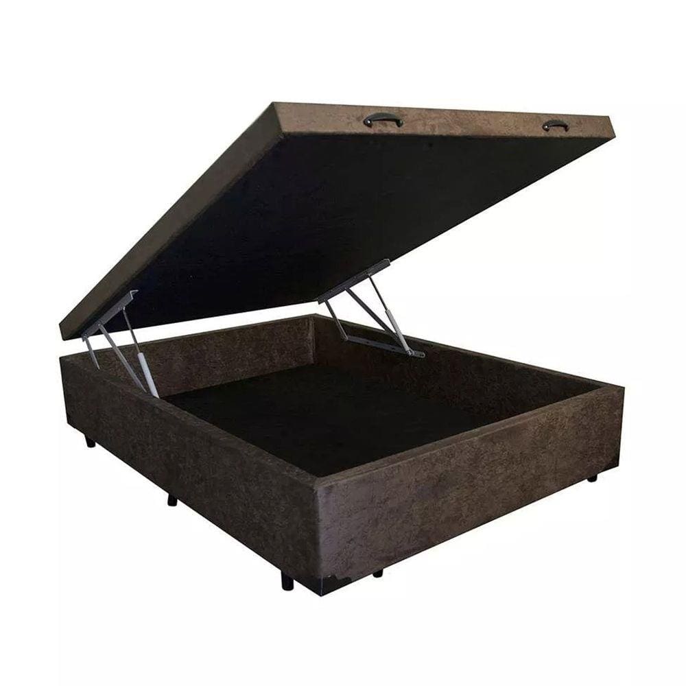 Base Box Baú Blindado Casal AColchoes Suede Marrom 41x138x188