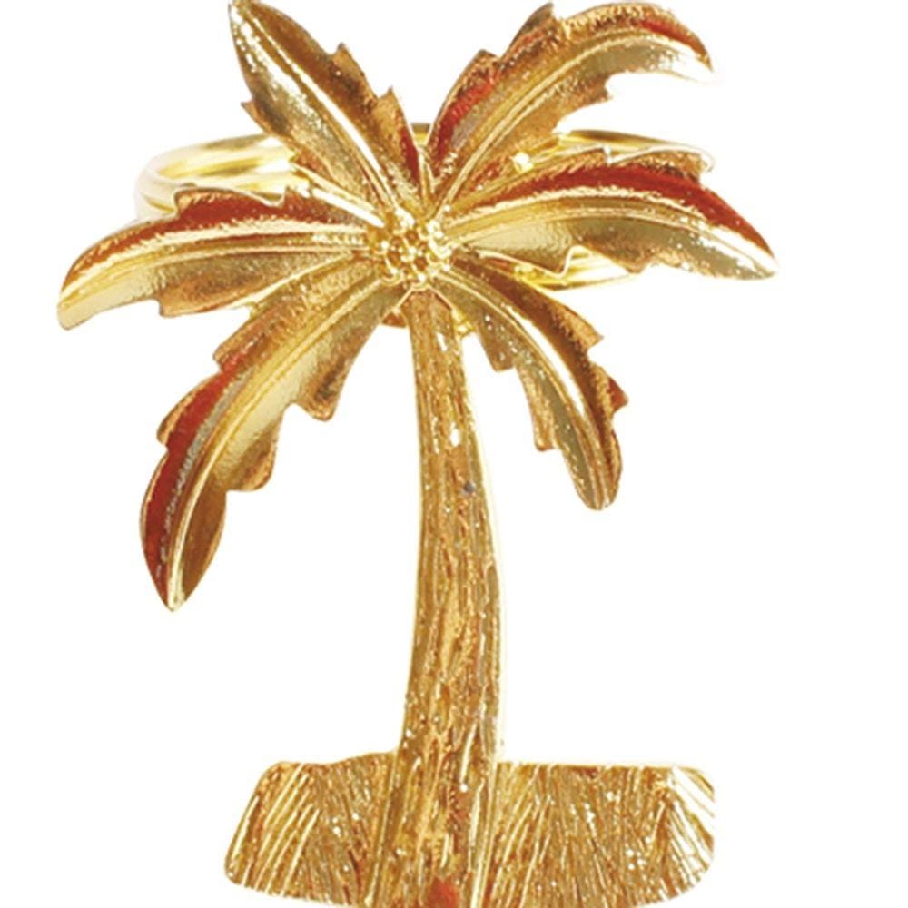 Porta Guardanapo Palmeira Dourado 4 Peças