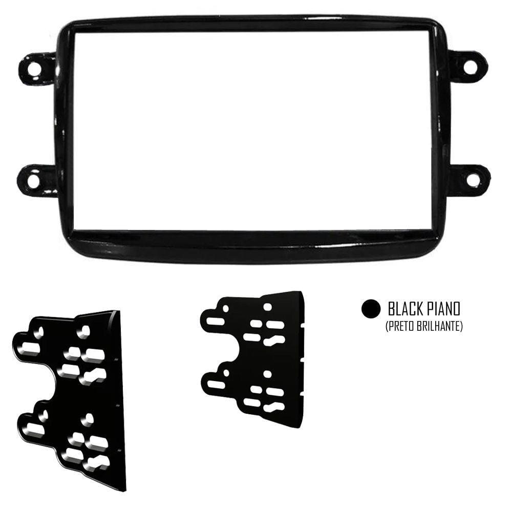 Moldura De Painel Para CD DVD 2 Din Renault Kwid - Black Piano