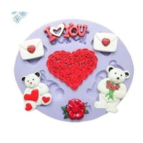 Molde De Silicone Dia Dos Namorados, Urso, Carta