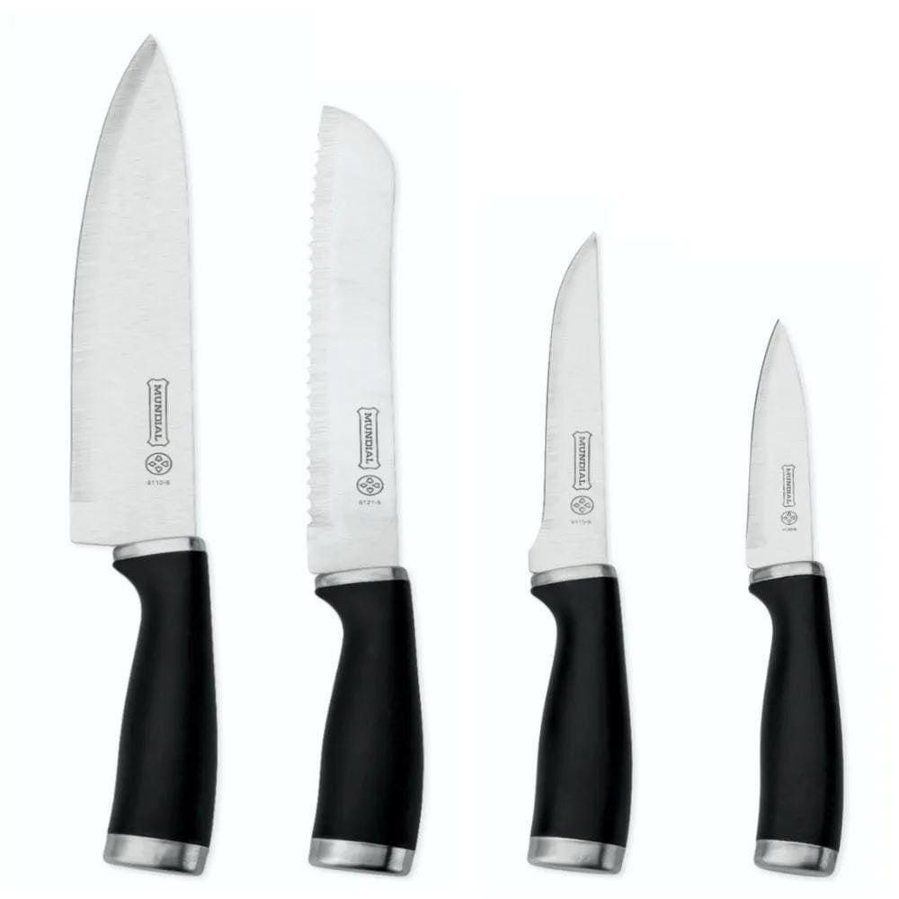 Faqueiro Jogo De Faca Para Cozinha 4 Peças Kitchen - Mundial - Preto