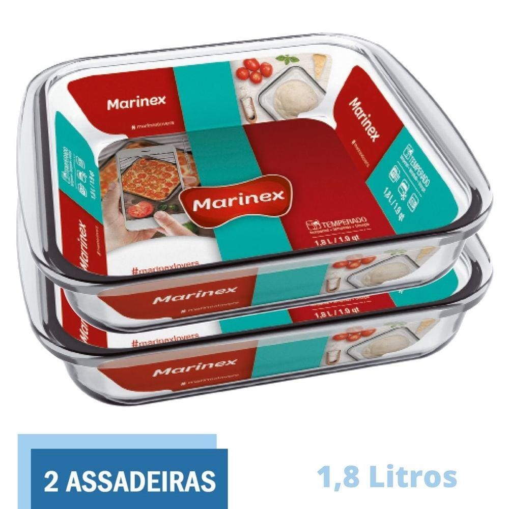 Travessa Assadeira Lasanheira 1,8L Quadrada Marinex - 2 Un