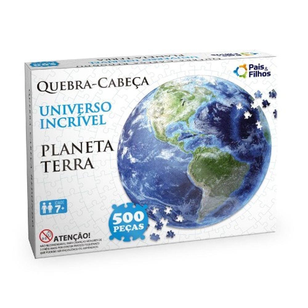 Quebra Cabeça Redondo Planeta Terra 500 peças - Pais e Filhos