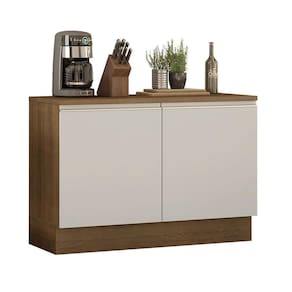 Balcão de Pia Madesa Glamy 120 cm 2 Portas (Com Tampo) - Rustic/Branco