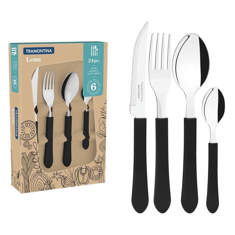 Faqueiro Inox 24Pc Leme Preto Tramontina