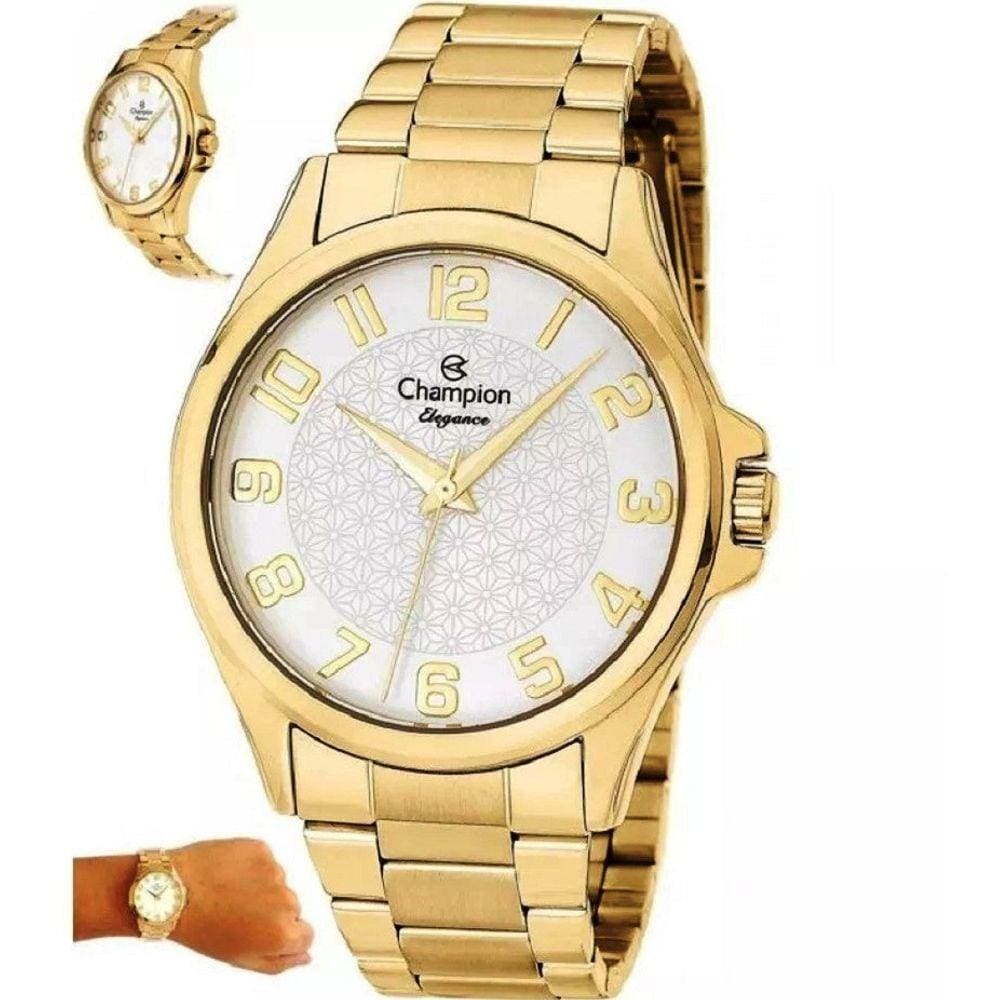 Relógio Champion Elegance CN26377W Brincos e Colar