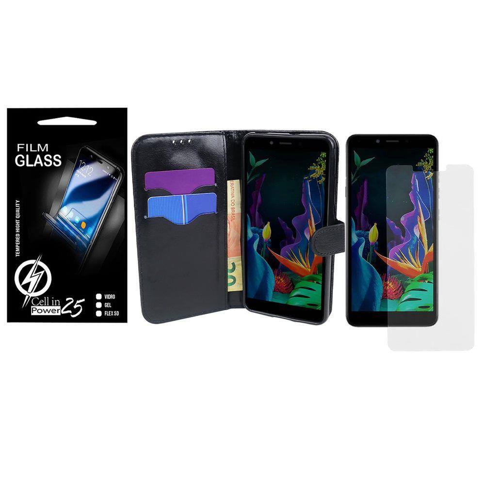 Capa Capinha Case Flip Carteira + Pelicula de vidro LG K8 Plus LMX120BMW  (Tela 5.45) - Cell In Power25 | Casas Bahia