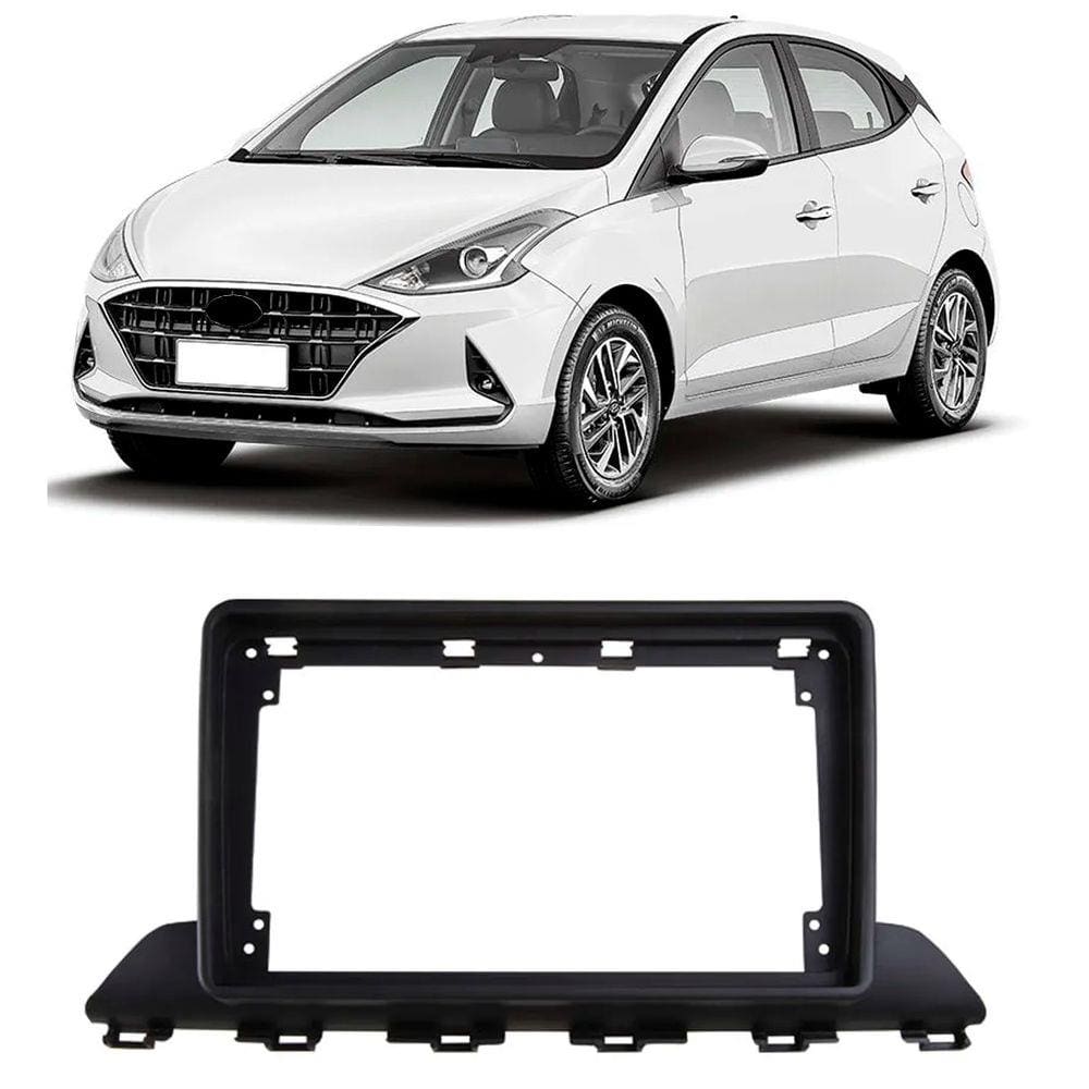 Moldura De Painel 2 Din 9” Polegadas Hyundai HB20 2020 2021 2022 Preto