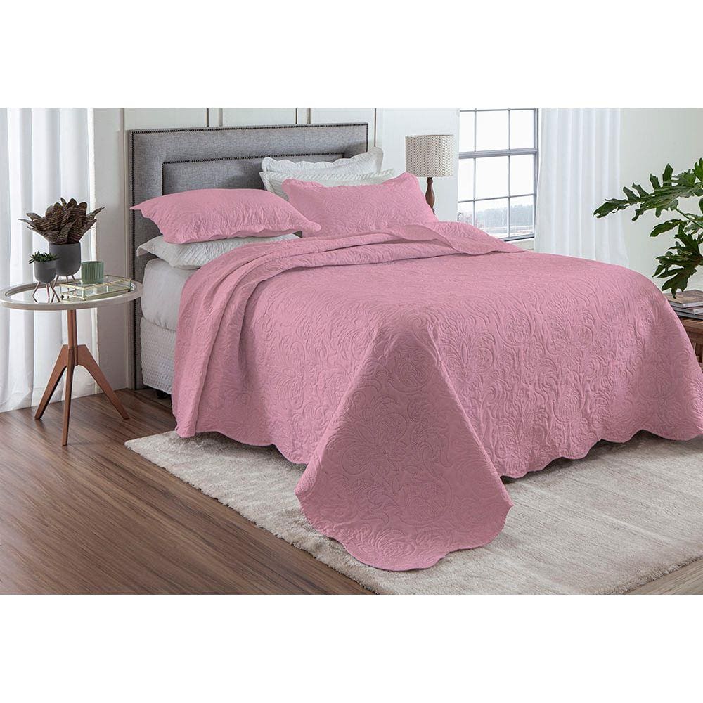 Colcha Ultrassônica - Solteiro - Classic - C/ Porta Travesseiro - Rosa - Rozac