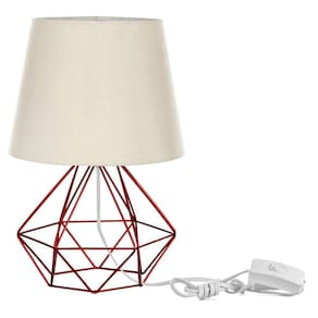 Abajur Diamante Dome Bege Com Aramado Cereja