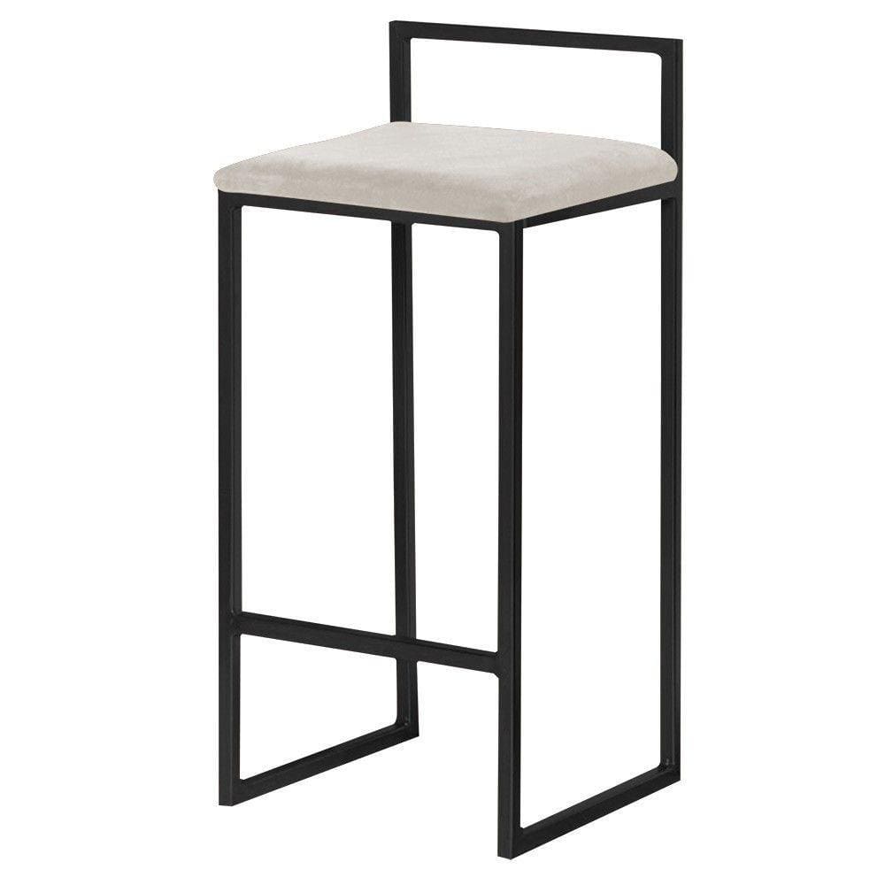Banqueta Decorativa Jasmine Base Preto Suede Bege