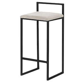 Banqueta Decorativa Jasmine Base Preto Suede Bege