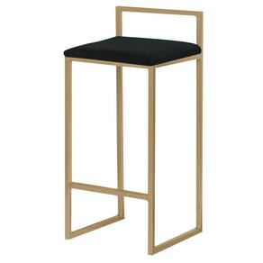 Banqueta Decorativa Selena Base Gold Veludo Preto