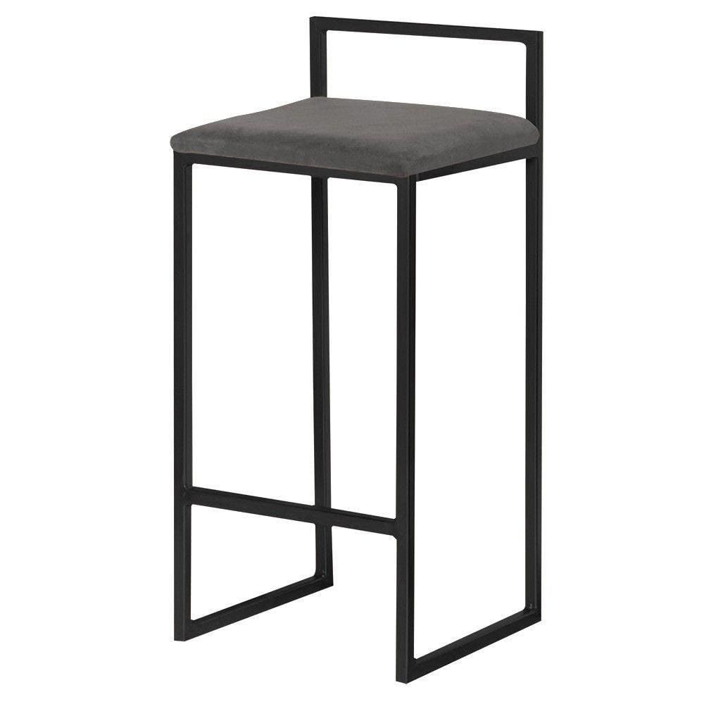 Banqueta Decorativa Jasmine Base Preto Suede Cinza
