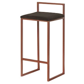 Banqueta Decorativa Jasmine Base Bronze Suede Marrom