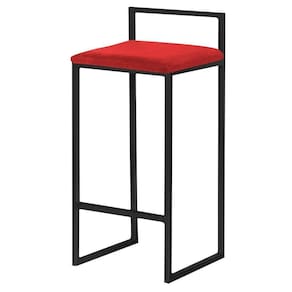 Banqueta Decorativa Jasmine Base Preto Suede Vermelho