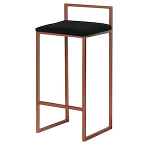 Banqueta Decorativa Jasmine Base Bronze Suede Preto