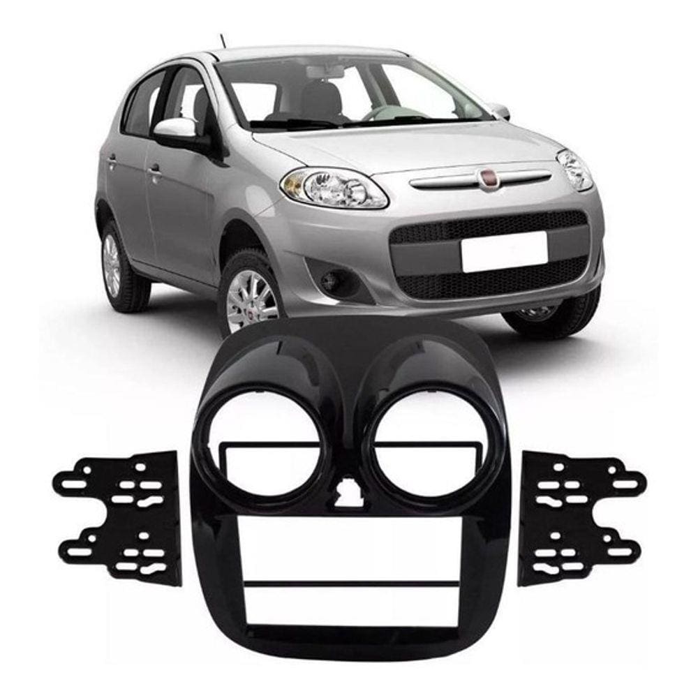 Moldura de Painel 2 Din Fiat Novo Palio - Black Piano ou Cinza