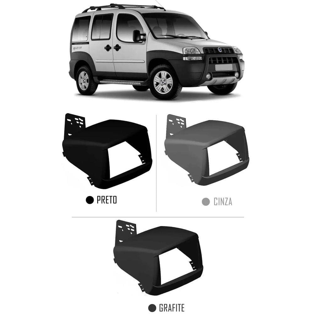 Moldura De Painel 2 Din Fiat Doblo 2000 Á  2017 Para Cd Dvd 2 Dins