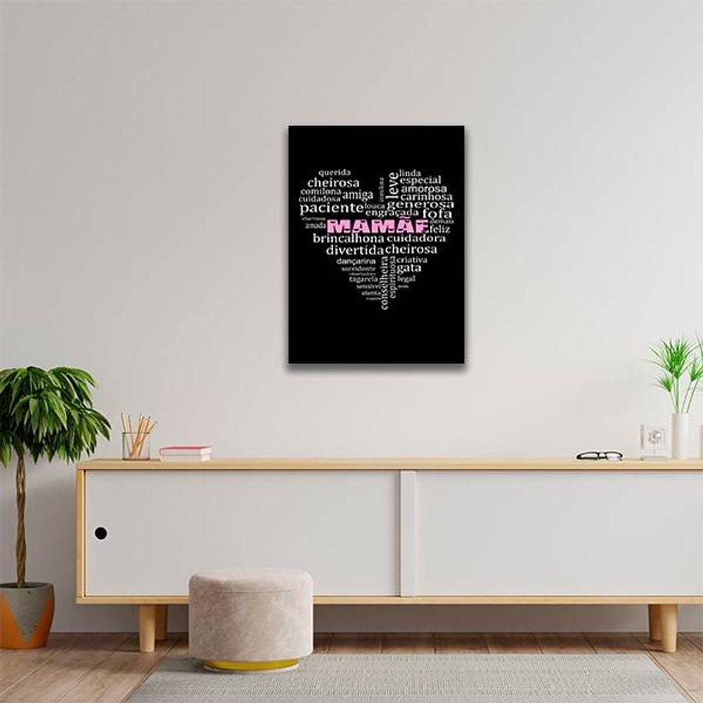 Quadro Mamãe Qualidades Coração Preto