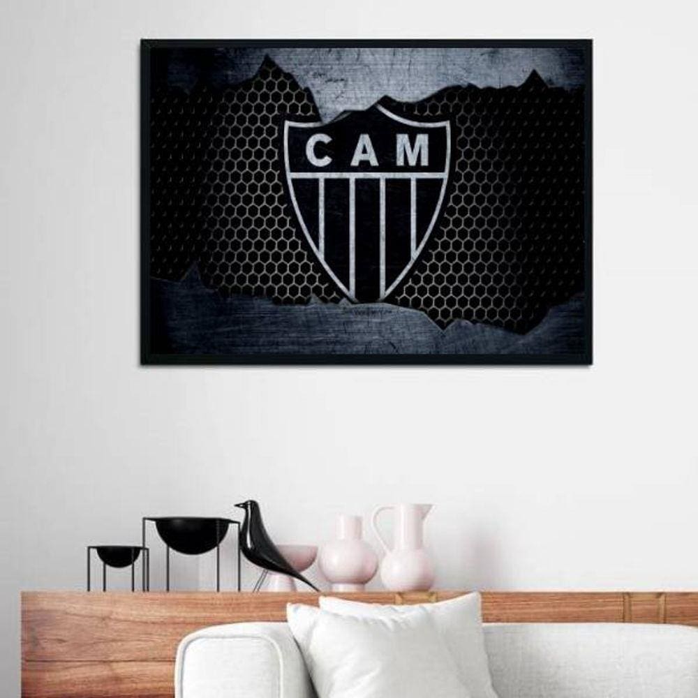 Quadro Decorativo Clube Atlético MG Fundo Aramado