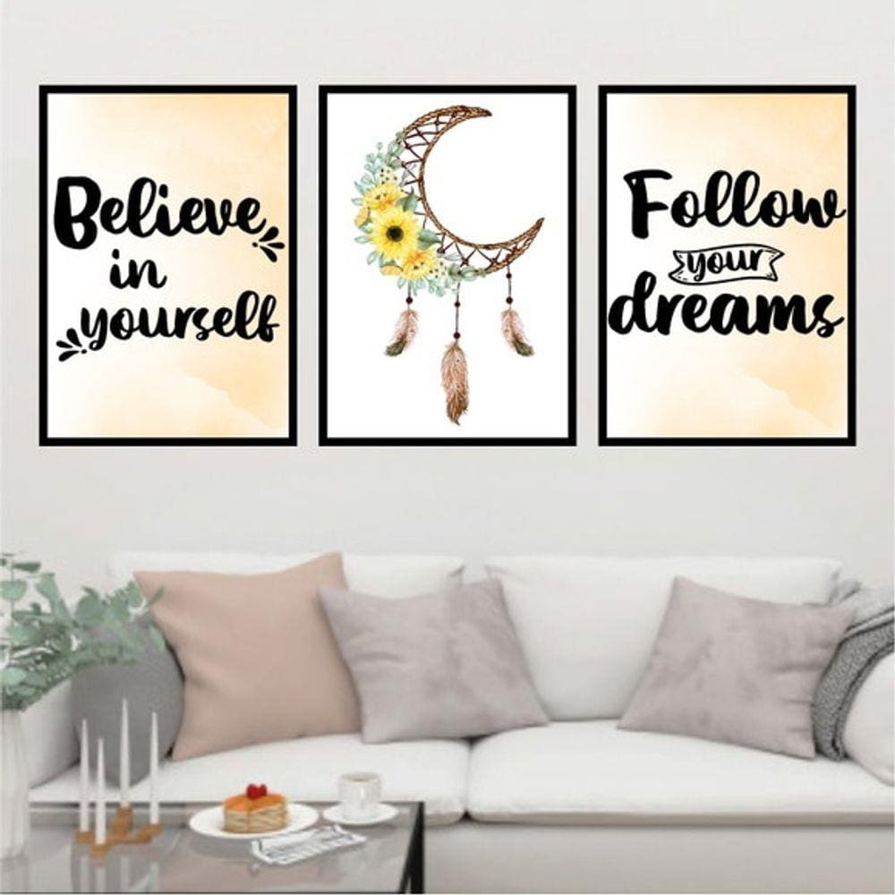 Kit 3 Quadros Decorativos Apanhador de Sonhos