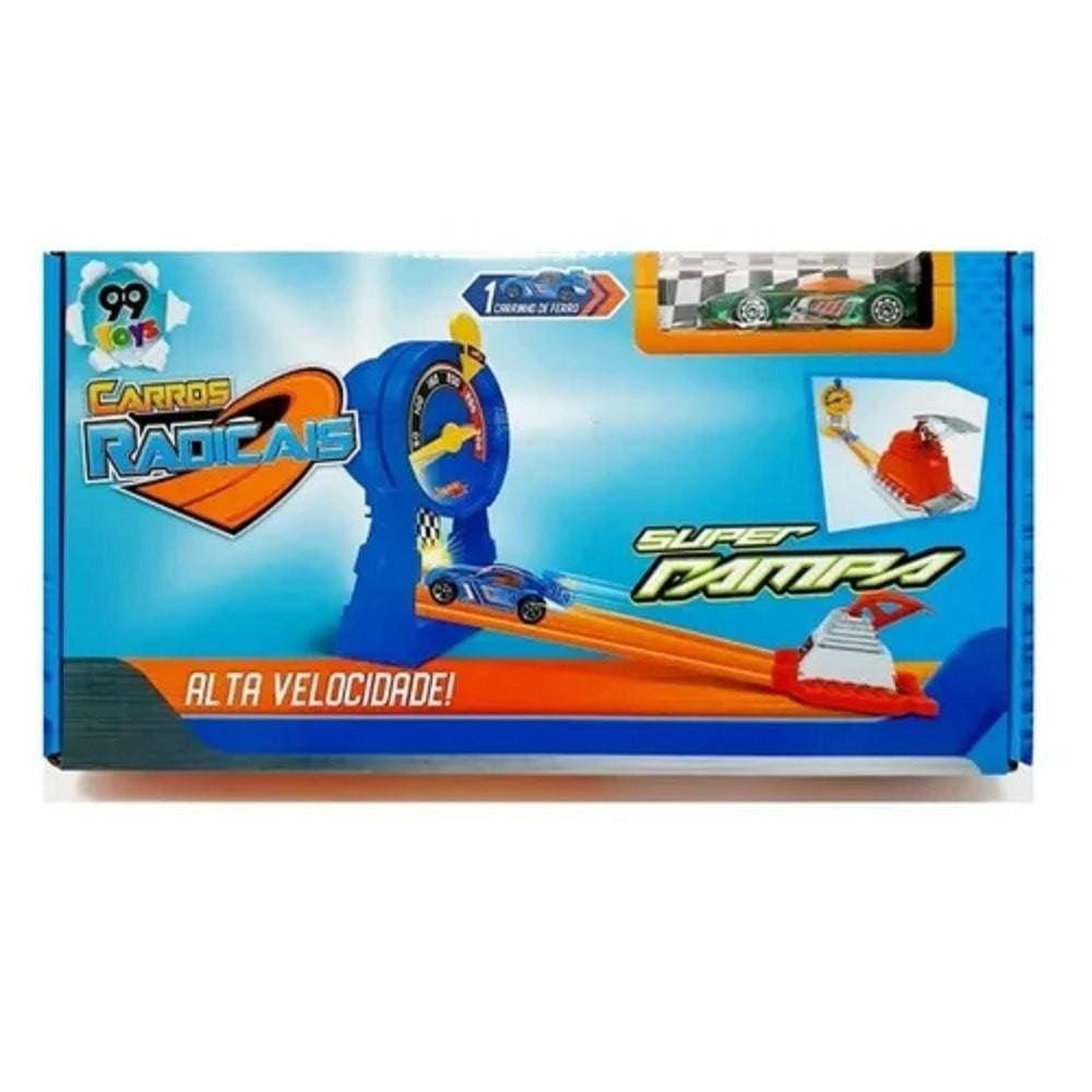 Infantil Pista Com 1 Carrinho De Ferro E Lançador - Azul