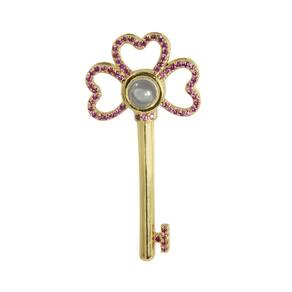 Pingente Prata c/ Ouro 18K Neo Crystal Chave com Zircônia 40x19mm