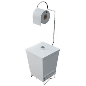 Suporte Para Papel Higiênico Com Lixeira De Chão Banheiro Branco