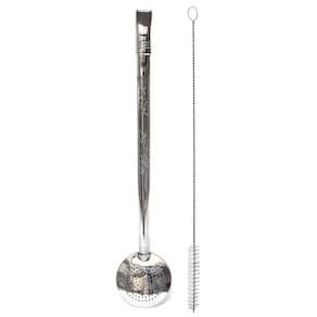 Bomba Para Chimarrão Aço Inox 304 Trabalhada Com Escovinha