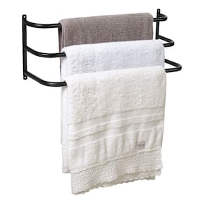 Porta Toalhas Toalheiro Triplo Para Parede Preto Fosco 60cm