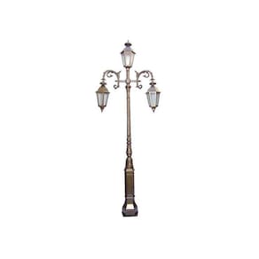 Poste Colonial Paris para Jardim Alumínio 03 Luminária 3,45m